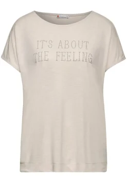Street One Shirts*T-Shirt mit Schriftzug smooth sand beige
