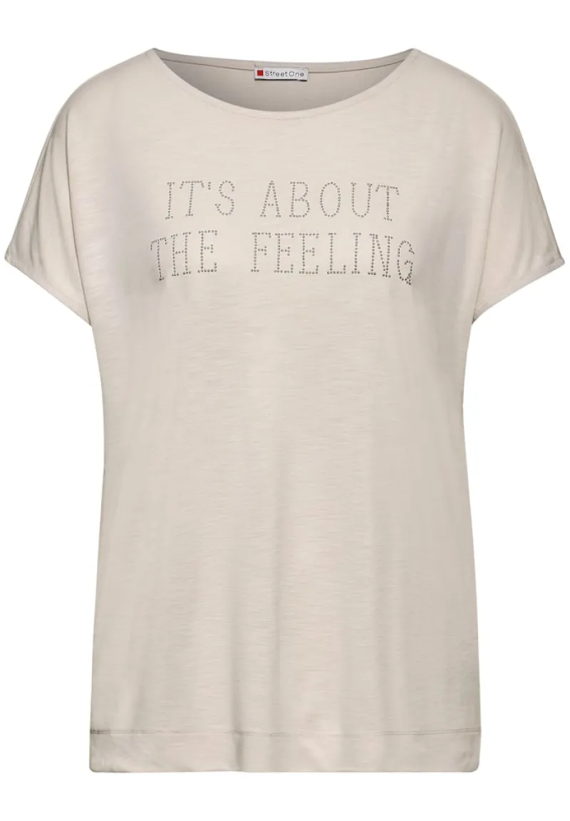 Street One Shirts*T-Shirt mit Schriftzug smooth sand beige
