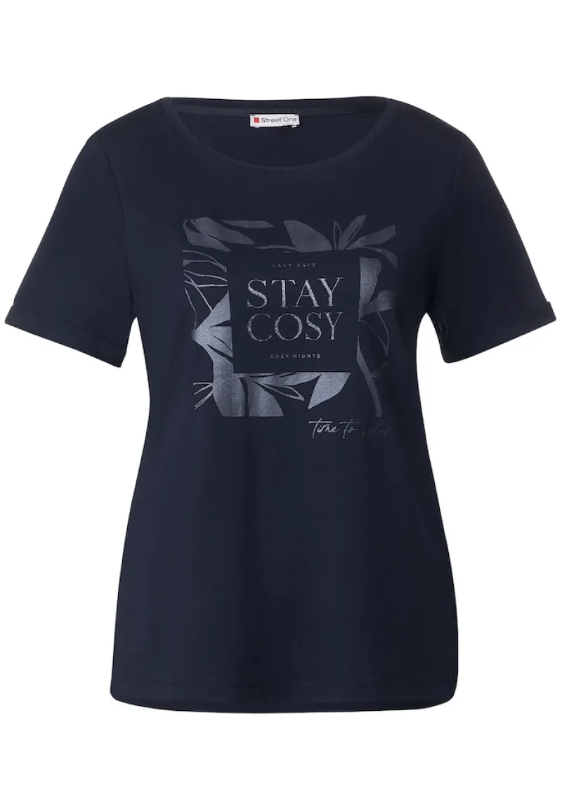 Street One Shirts*T-Shirt mit Steinchendetails deep blue