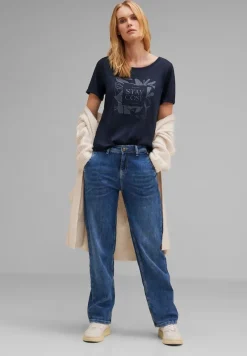 Street One Shirts*T-Shirt mit Steinchendetails deep blue