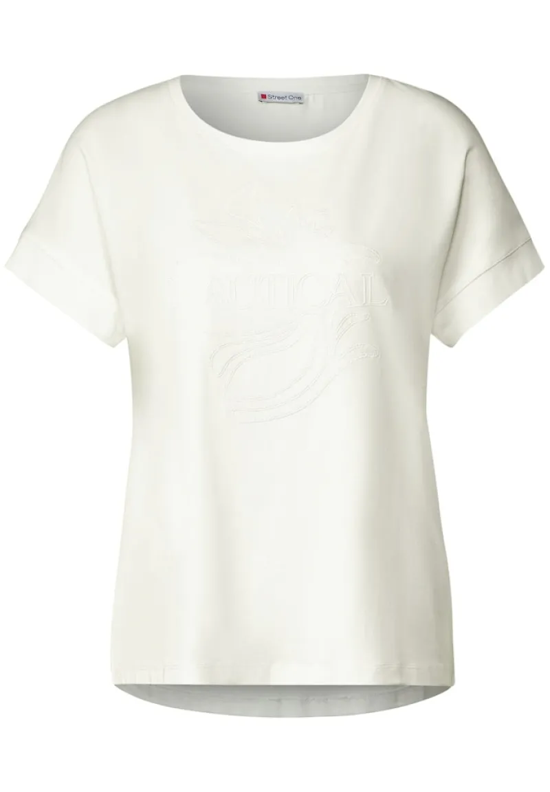 Street One Shirts*T-Shirt mit Stickerei off white