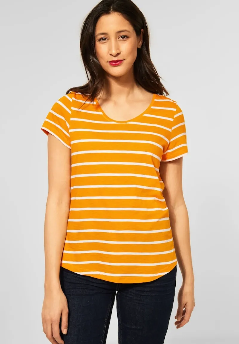 Street One Shirts*T-Shirt mit Streifen Print sunset yellow