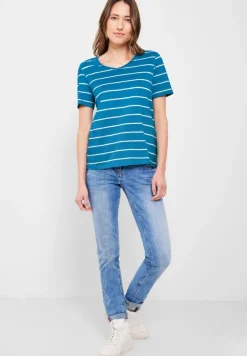 Cecil Shirts*T-Shirt mit Streifenmuster caribbean blue