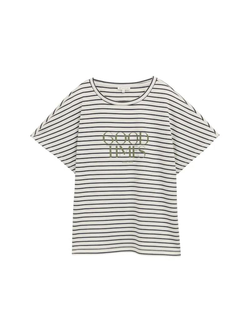 Tom Tailor Shirts*T-Shirt mit Streifenmuster offwhite navy tee stripe