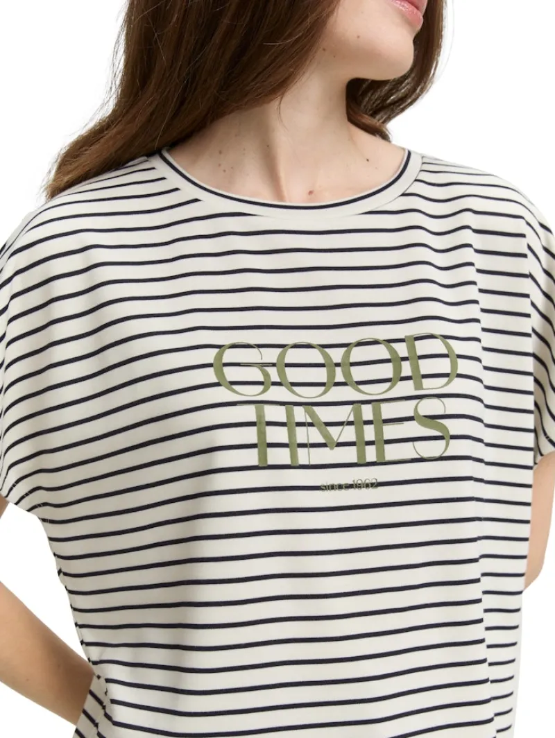 Tom Tailor Shirts*T-Shirt mit Streifenmuster offwhite navy tee stripe