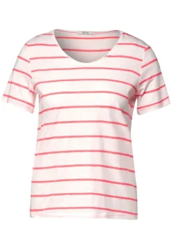 Cecil Shirts*T-Shirt mit Streifenmuster bright coral