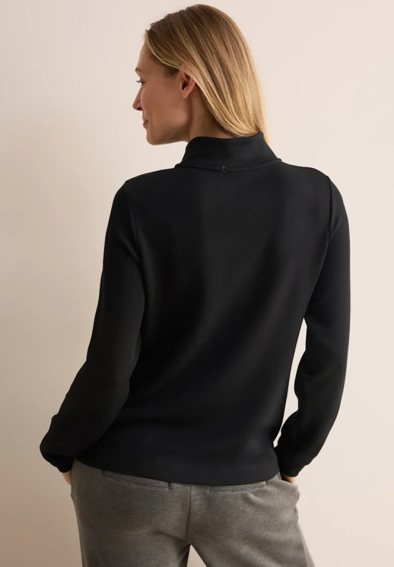 Cecil Pullover & Sweatshirts*T-Shirt mit Troyer-Kragen Black