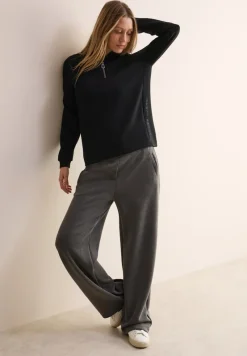 Cecil Pullover & Sweatshirts*T-Shirt mit Troyer-Kragen Black