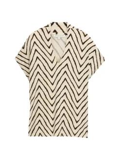 Tom Tailor Shirts*T-Shirt mit V-Ausschnitt natural zig zag design