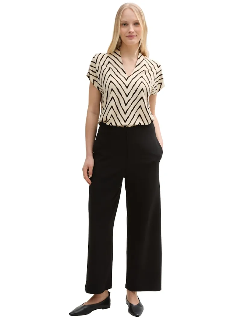 Tom Tailor Shirts*T-Shirt mit V-Ausschnitt natural zig zag design