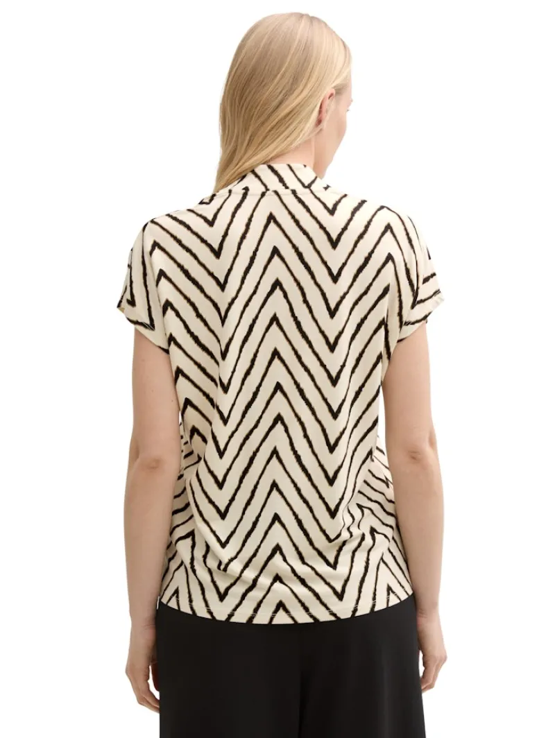 Tom Tailor Shirts*T-Shirt mit V-Ausschnitt natural zig zag design