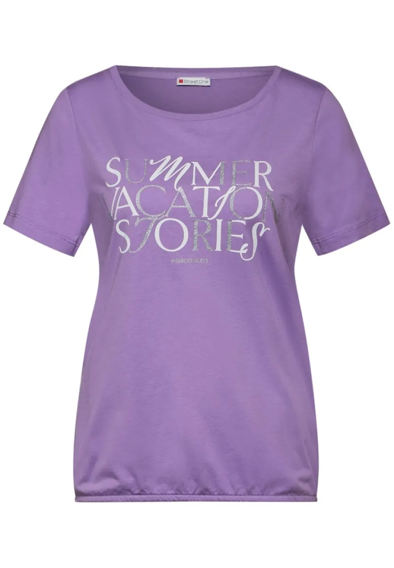 Street One Shirts*T-Shirt mit Wording bellflower lilac