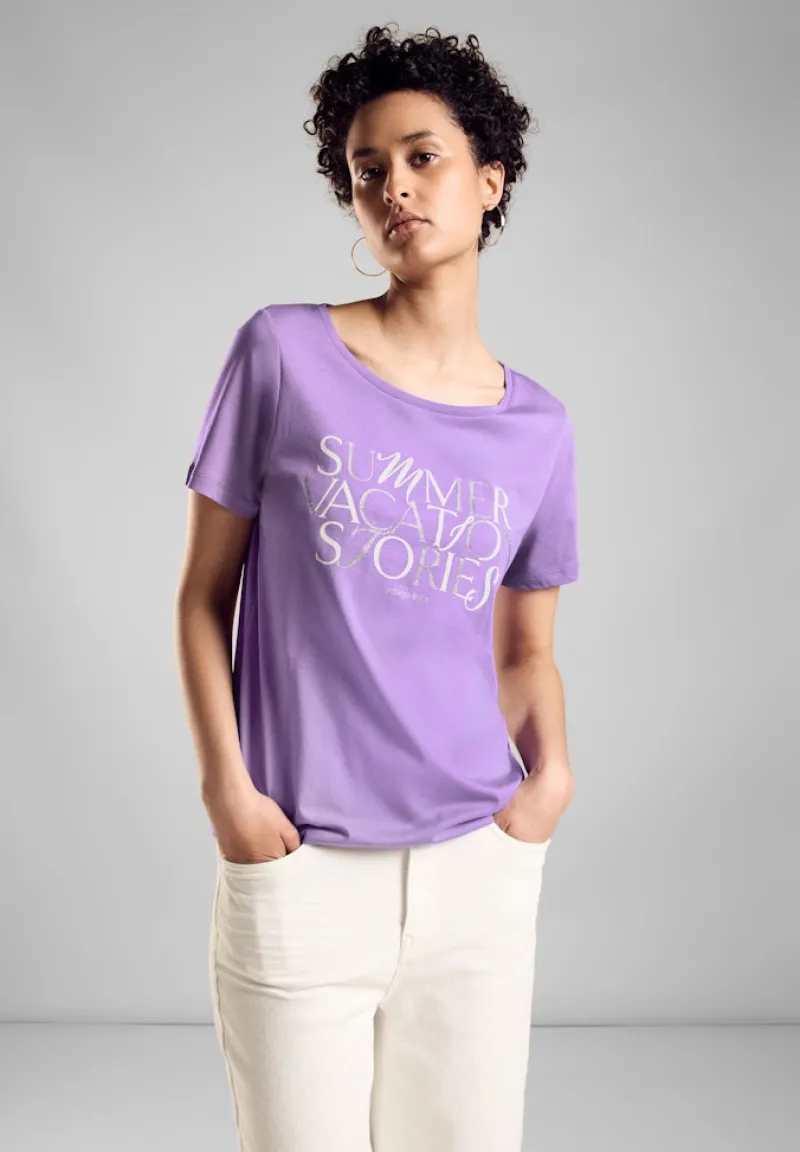 Street One Shirts*T-Shirt mit Wording bellflower lilac