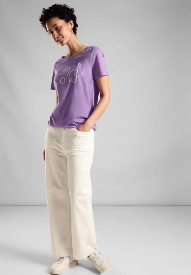 Street One Shirts*T-Shirt mit Wording bellflower lilac