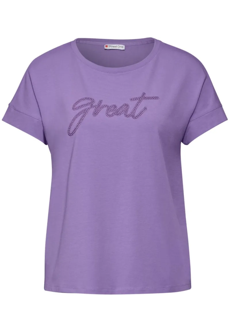 Street One Shirts*T-Shirt mit Wording bellflower lilac