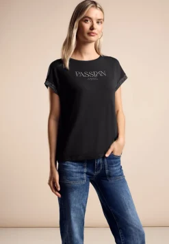 Street One Shirts*T-Shirt mit Wording Black