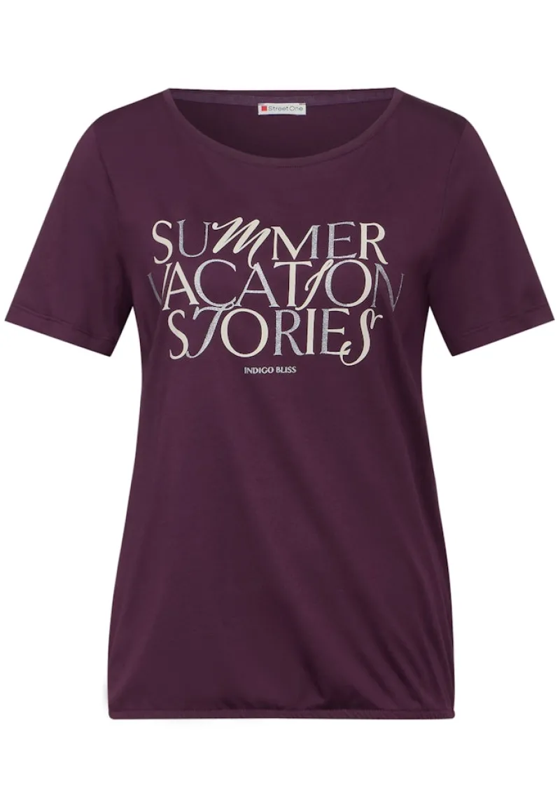 Street One Shirts*T-Shirt mit Wording dark berry purple