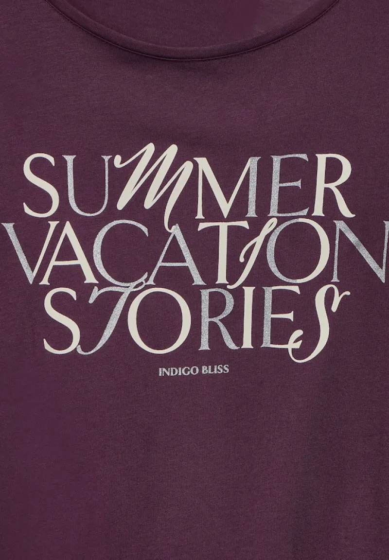 Street One Shirts*T-Shirt mit Wording dark berry purple