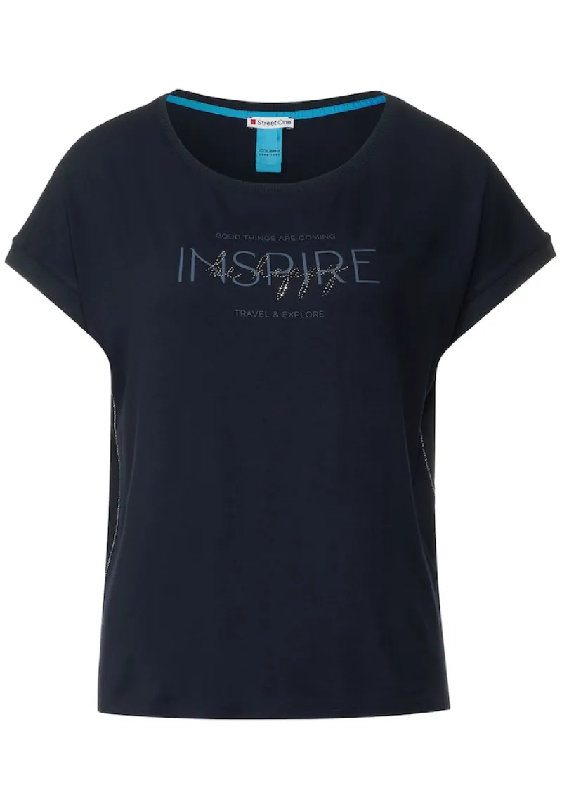Street One Shirts*T-Shirt mit Wording deep blue