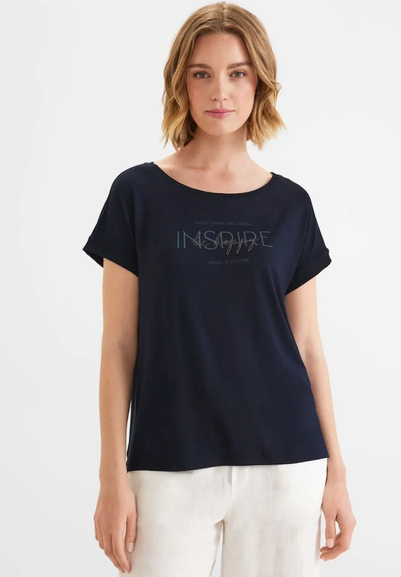 Street One Shirts*T-Shirt mit Wording deep blue