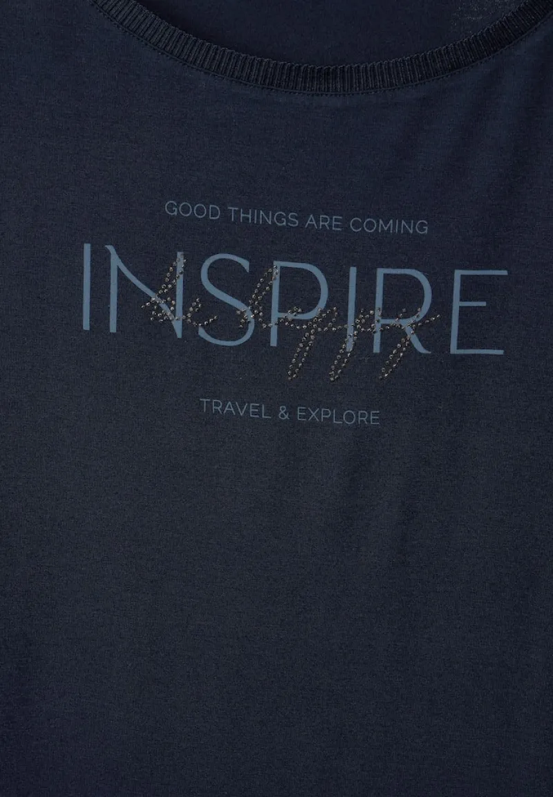 Street One Shirts*T-Shirt mit Wording deep blue
