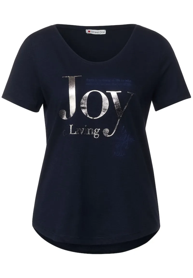 Street One Shirts*T-Shirt mit Wording mighty blue