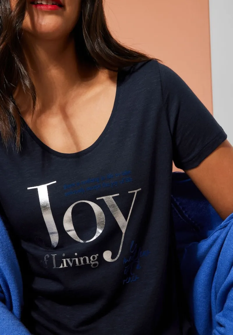 Street One Shirts*T-Shirt mit Wording mighty blue