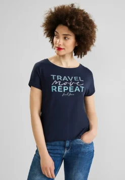 Street One Shirts*T-Shirt mit Wording Print deep blue