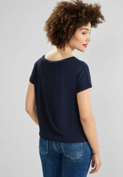 Street One Shirts*T-Shirt mit Wording Print deep blue