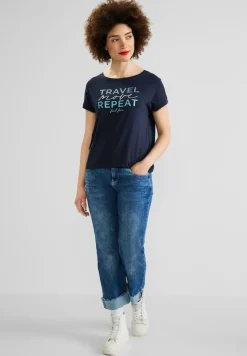 Street One Shirts*T-Shirt mit Wording Print deep blue