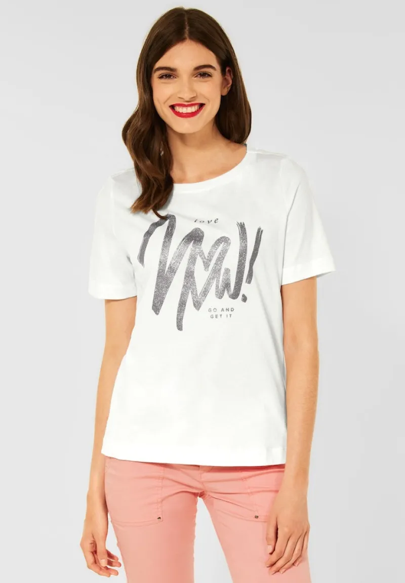 Street One Shirts*T-Shirt mit Wordingprint off white