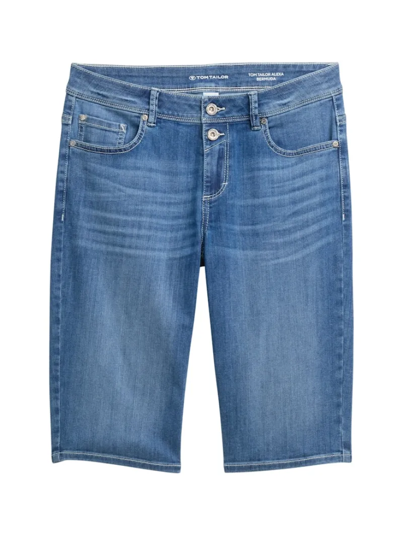 Tom Tailor Shorts*TTALEXA SLIM BERMUDA Jeans Shorts clean mid stone blue denim