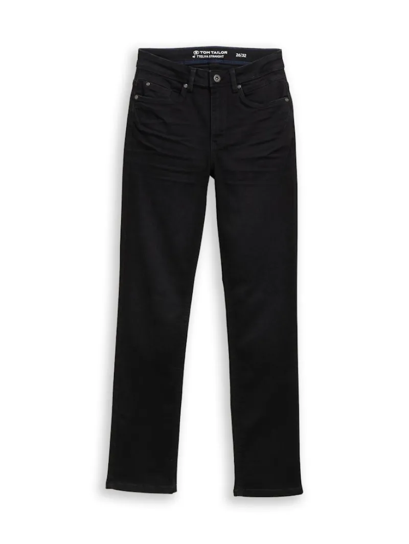 Tom Tailor Jeans*TTELVA STRAIGHT High Waist Jeans Black Denim