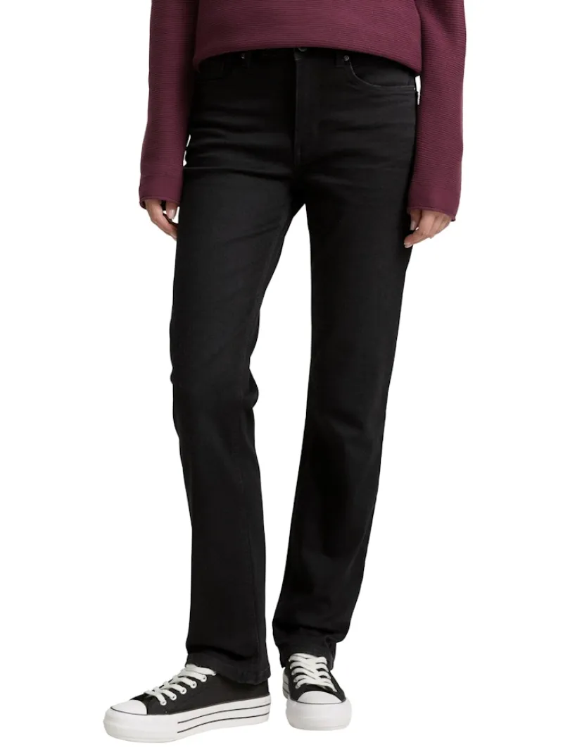 Tom Tailor Jeans*TTELVA STRAIGHT High Waist Jeans Black Denim