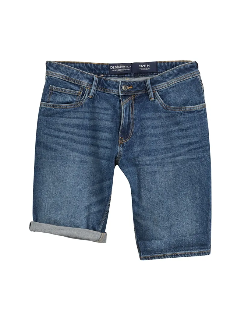 Tom Tailor Denim Shorts*TTPIERS SLIM Jeans Shorts mit Stretch used dark stone blue denim