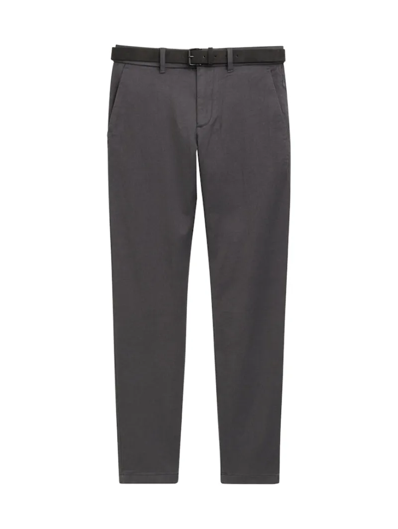 Tom Tailor Hosen|Big Boys*TTTRAVIS SLIM Chino Hose mit Gürtel grey black zig zag structure