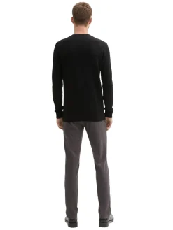 Tom Tailor Hosen|Big Boys*TTTRAVIS SLIM Chino Hose mit Gürtel grey black zig zag structure