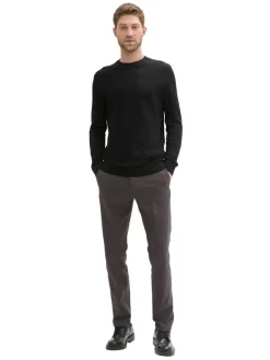 Tom Tailor Hosen|Big Boys*TTTRAVIS SLIM Chino Hose mit Gürtel grey black zig zag structure
