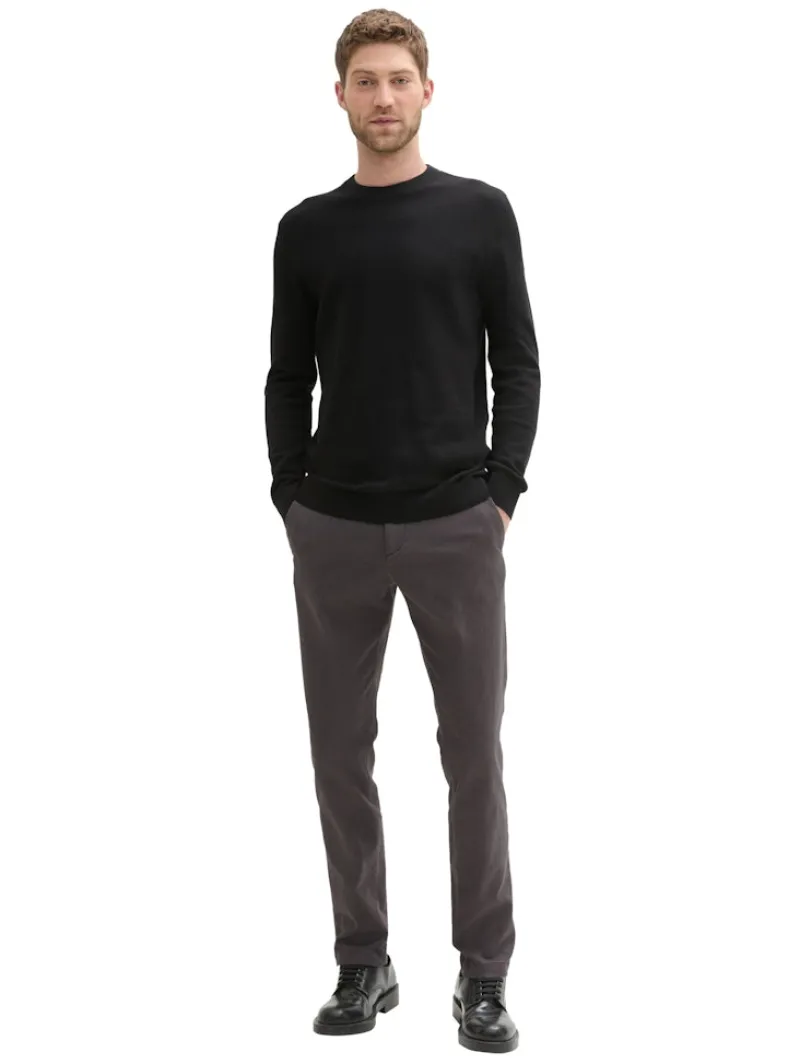 Tom Tailor Hosen|Big Boys*TTTRAVIS SLIM Chino Hose mit Gürtel grey black zig zag structure