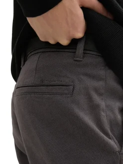 Tom Tailor Hosen|Big Boys*TTTRAVIS SLIM Chino Hose mit Gürtel grey black zig zag structure