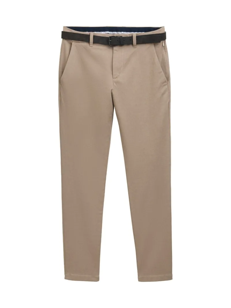 Tom Tailor Hosen|Big Boys*TTTRAVIS SLIM Chino Hose mit Gürtel beige brown zig zag structure