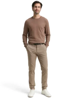 Tom Tailor Hosen|Big Boys*TTTRAVIS SLIM Chino Hose mit Gürtel beige brown zig zag structure