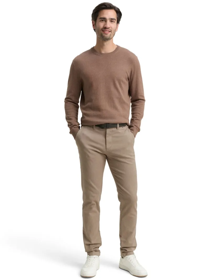 Tom Tailor Hosen|Big Boys*TTTRAVIS SLIM Chino Hose mit Gürtel beige brown zig zag structure