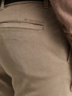 Tom Tailor Hosen|Big Boys*TTTRAVIS SLIM Chino Hose mit Gürtel beige brown zig zag structure