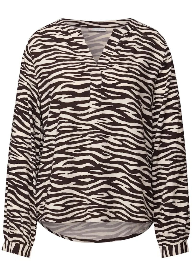 Street One Blusen*Tunika mit Zebra Print deep roast brown