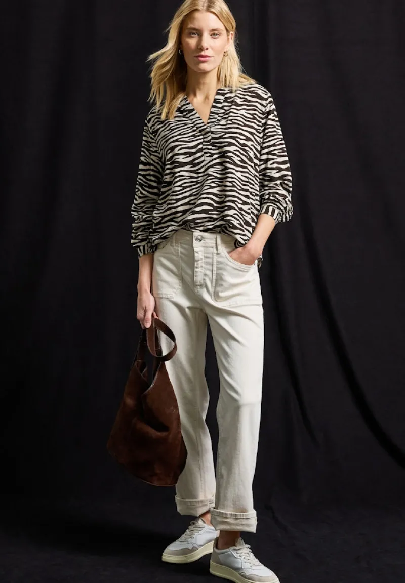 Street One Blusen*Tunika mit Zebra Print deep roast brown