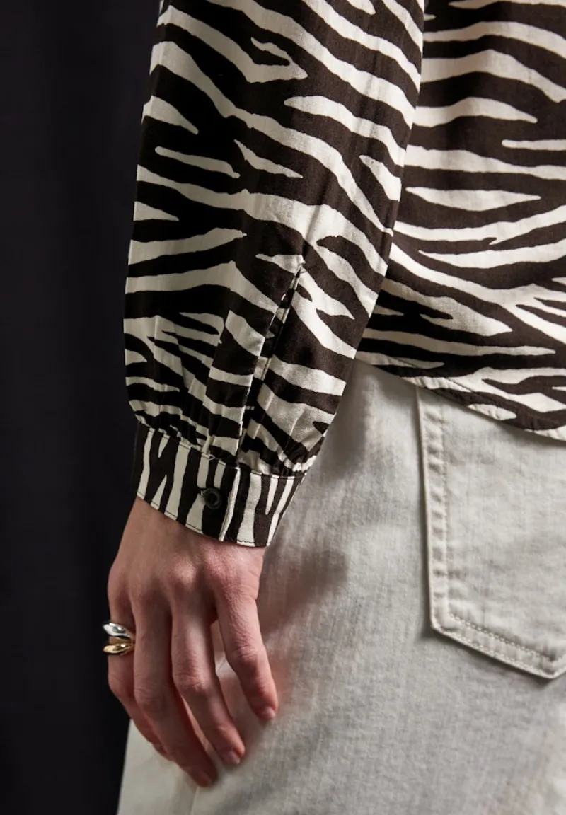 Street One Blusen*Tunika mit Zebra Print deep roast brown