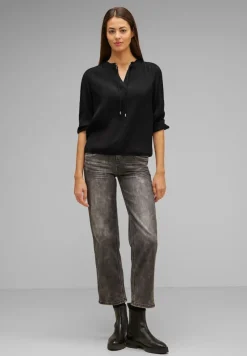 Street One Blusen*Tunikabluse mit Rüschen Black