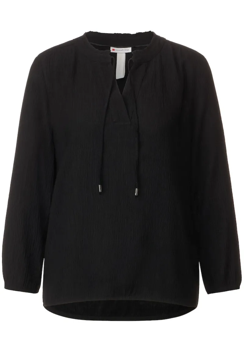 Street One Blusen*Tunikabluse mit Rüschen Black