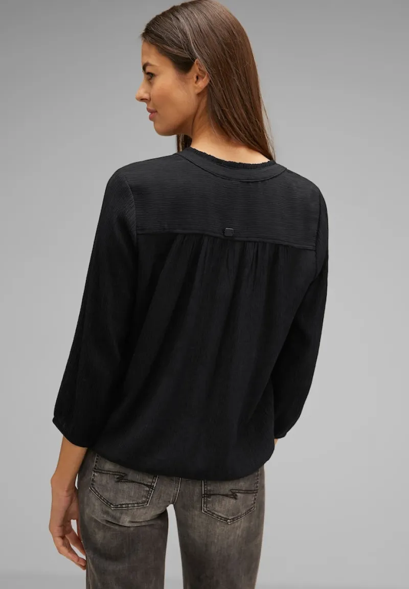 Street One Blusen*Tunikabluse mit Rüschen Black